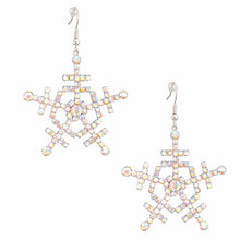 Cargar imagen en el visor de la galería, Dangle Silver Medium Snowflake Earrings for Women
