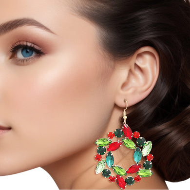 Dangle Xmas Medium Wreath Earrings for Women