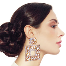 Load image into Gallery viewer, Elegant Topaz Crystal Square Earrings
