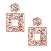 Load image into Gallery viewer, Elegant Topaz Crystal Square Earrings
