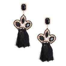 Load image into Gallery viewer, Black Triple Tassel Stone Earrings
