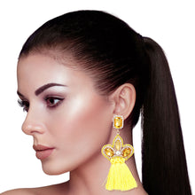 Load image into Gallery viewer, Yellow Triple Tassel Stone Earrings
