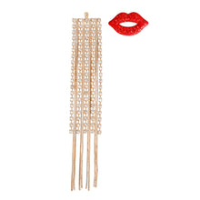 Load image into Gallery viewer, Lips Shoulder Duster Gold Earrings
