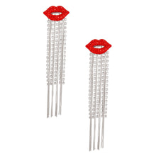 Load image into Gallery viewer, Lips Shoulder Duster Silver Earrings
