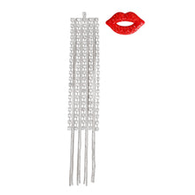 Load image into Gallery viewer, Lips Shoulder Duster Silver Earrings
