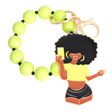 Load image into Gallery viewer, Neon Green Black Girl Magic Keychain

