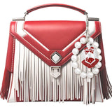 White Red Shield Pearl Keychain