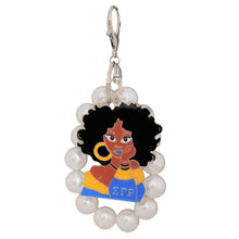 Load image into Gallery viewer, Blue Gold Woman Pearl Keychain
