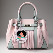 Load image into Gallery viewer, Pink Green Woman Pearl Keychain
