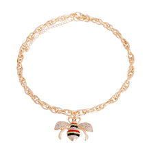 Cargar imagen en el visor de la galería, Red Striped Bee Chain Link Necklace
