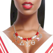 Load image into Gallery viewer, Red White Pearl Delta Necklace

