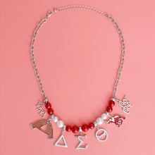 Load image into Gallery viewer, Red White Pearl Delta Necklace
