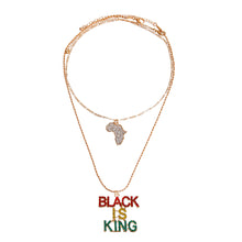 Load image into Gallery viewer, Multi Color Double Chain BLACK IS KING Necklace
