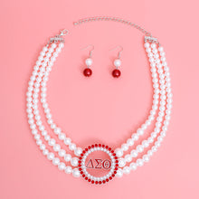 Cargar imagen en el visor de la galería, Pearl Necklace Red White Delta Set for Women
