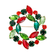 Load image into Gallery viewer, Brooch Xmas Crystal Wreath Pin for Women
