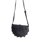 Black Pleated Semicircle Crossbody