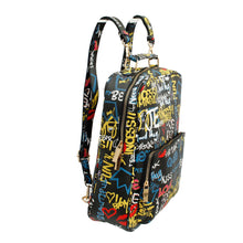 Load image into Gallery viewer, Black Grafitti Trolley Sleeve Backpack
