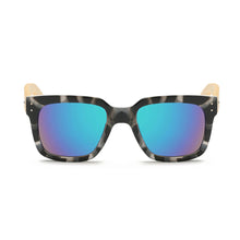 Load image into Gallery viewer, Black and White Wooden Wayfarer Glasses
