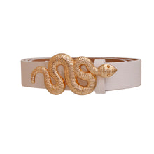 Load image into Gallery viewer, White and Gold Snake Designer Belt
