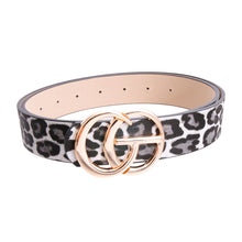 Load image into Gallery viewer, Black Leopard and Gold Monogram CG Belt
