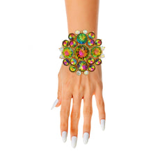 Load image into Gallery viewer, Pink Green Round CrystalChunky Cuff
