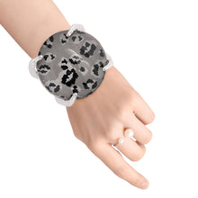 Load image into Gallery viewer, Gray Round Leopard Cuff

