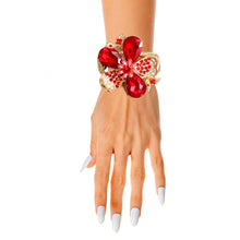 Load image into Gallery viewer, Red Crystal Floral Leaf Cuff
