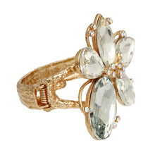 Load image into Gallery viewer, Gold Clear Crystal Flower Hinge Cuff

