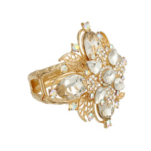 Load image into Gallery viewer, Gold Filigree Crystal Flower Cuff
