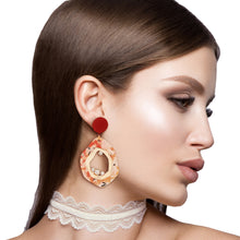 Load image into Gallery viewer, Red Rubber Marbled Earrings
