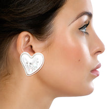 Load image into Gallery viewer, Silver Pearl Heart Studs
