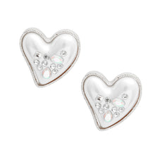 Load image into Gallery viewer, Silver Pearl Heart Studs
