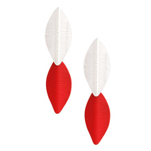 Load image into Gallery viewer, Drop Red Silver Leaf Medium Earrings for Women
