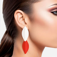 Load image into Gallery viewer, Drop Red Silver Leaf Medium Earrings for Women
