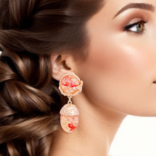 Load image into Gallery viewer, Drop Pink Gold Medium Statement Earrings for Women
