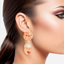 Load image into Gallery viewer, Drop Pink Gold Medium Statement Earrings for Women
