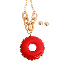 Load image into Gallery viewer, Gold and Red Heavy Metal Pendant Set
