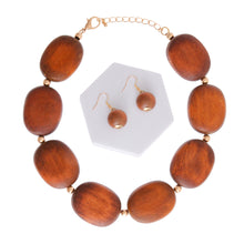 Load image into Gallery viewer, Brown Wooden Disc Necklace
