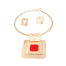 Load image into Gallery viewer, Red Square Rhinestone Pendant Set

