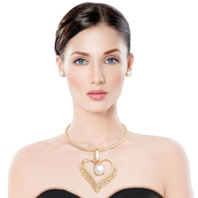 Load image into Gallery viewer, Gold Filigree Heart Pearl Necklace
