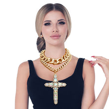 Load image into Gallery viewer, Chunky Aurora Borealis Jumbo Cross Necklace
