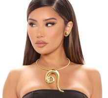 Load image into Gallery viewer, Gold Rigid Coiled Snake Necklace
