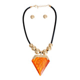 Orange Diamond Shaped Pendant Set