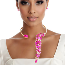 Load image into Gallery viewer, Necklace Fuchsia Crystal Drop Choker for Women

