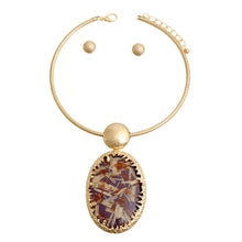 Load image into Gallery viewer, Oval Purple Confetti Gold Collar
