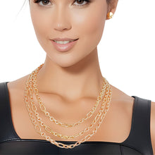 Load image into Gallery viewer, Necklace Gold Triple Chain Link Set for Women
