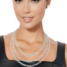 Load image into Gallery viewer, Necklace Silver Triple Chain Link Set for Women
