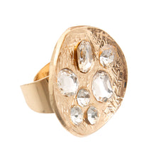 Load image into Gallery viewer, Gold Clear Oval Crystal Ring

