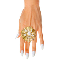 Load image into Gallery viewer, Gold Pleated Wavy Stone Ring
