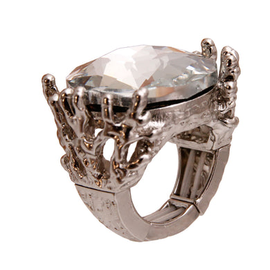 Silver Crystal Branch Ring